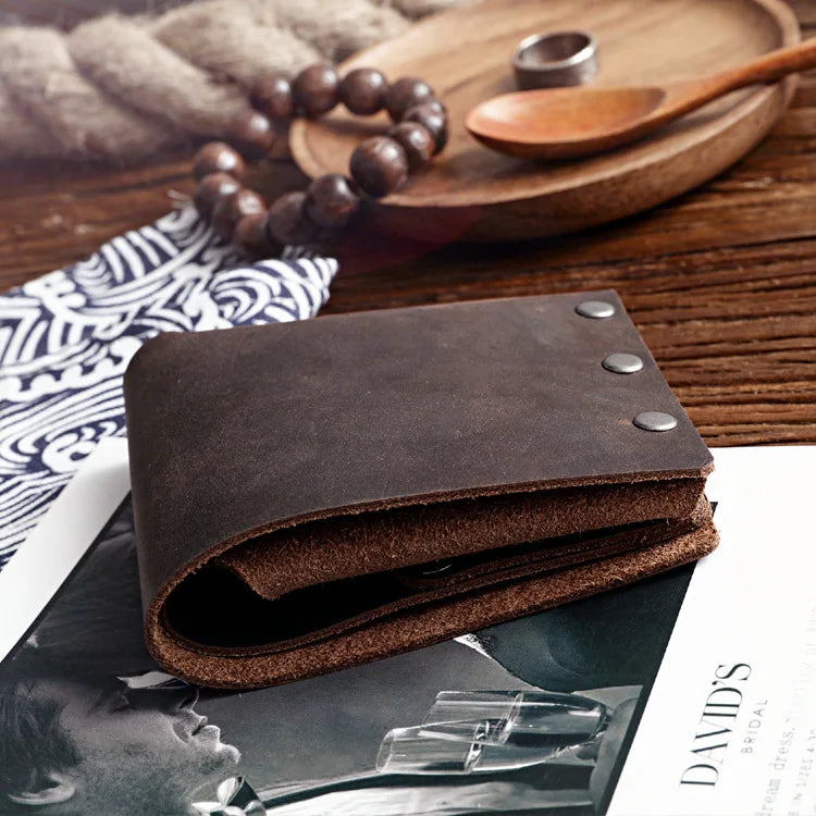 Vintage Genuine Leather Wallet for Men Handmade Card Holder Coin Pocket Purse Money Clip