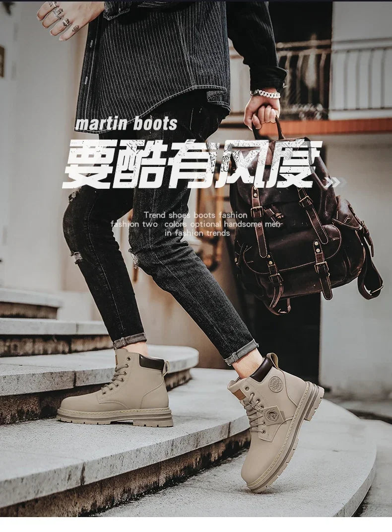 2024 New Men Boots Fashion Motorcycle Ankle Boots for Waterproof Hiking Boot Winter Chelsea Retro Boots Comfy