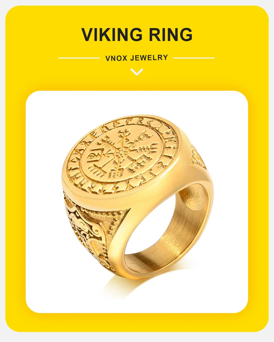 Vnox Cool Punk Norse Viking Thor Mjolnir Hammer Rings for Men,Solid Stainless Steel Metal Rock Axe Signet Finger Bands Jewelry