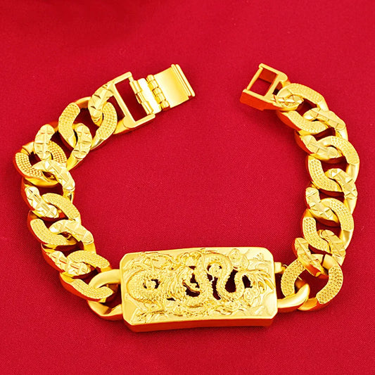 Luxury Arabian Muslim 24K Gold Men's Bracelet with Sand Gold Jewelry African Wedding Handmade Ethopian Bracelet