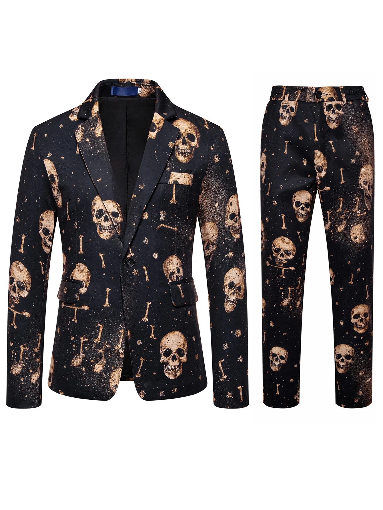 Skull Printed Mens Suit Pant Sets Trajes De Hombre Modernos Halloween Costumes Luxury Designer Nightclub Party Blazer Trousers