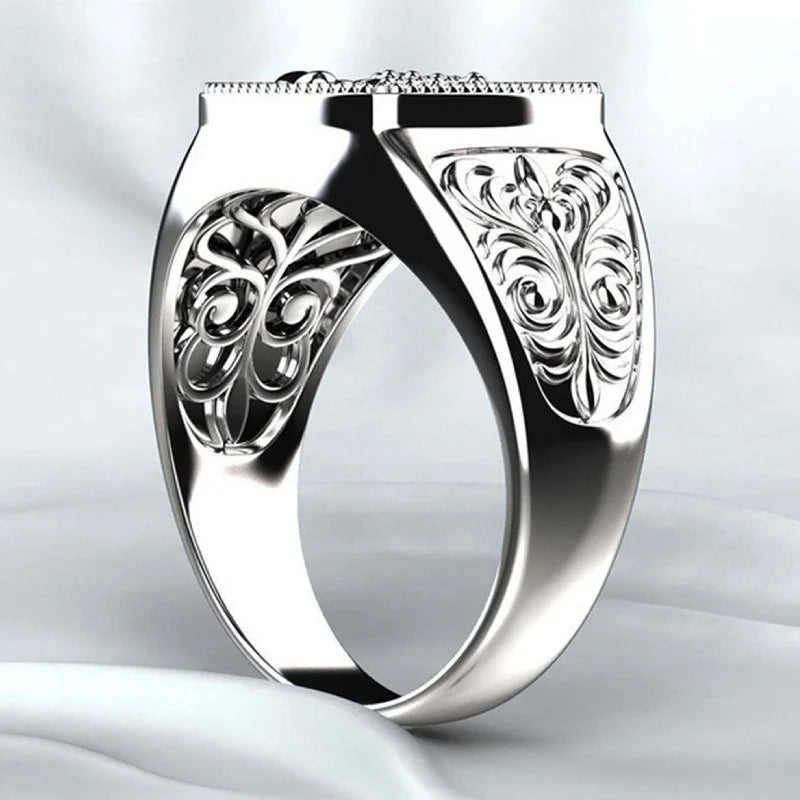 Personality Hollow Flower Scorpion Ring For Men Jewelry Trendy S925 Ring Male Index Finger Accessories Many Size