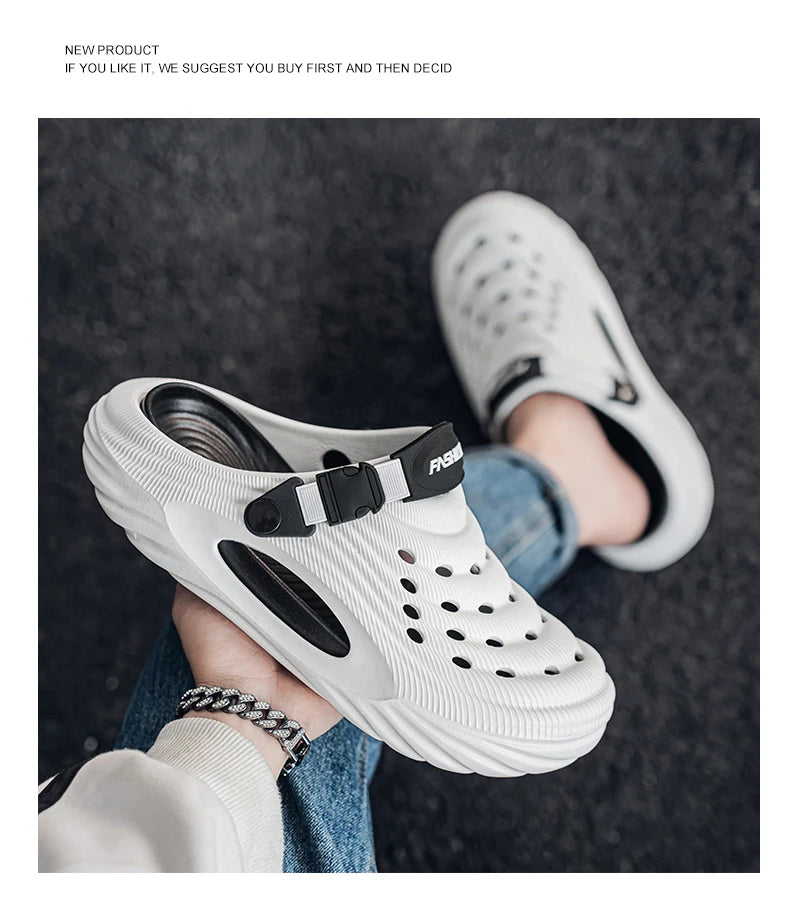 2025 New Men Massage Slippers Slides Indoor Outdoor Sandals Beach Casual Shoes Comfortable Sole Men's Slippers Big Size 40-45