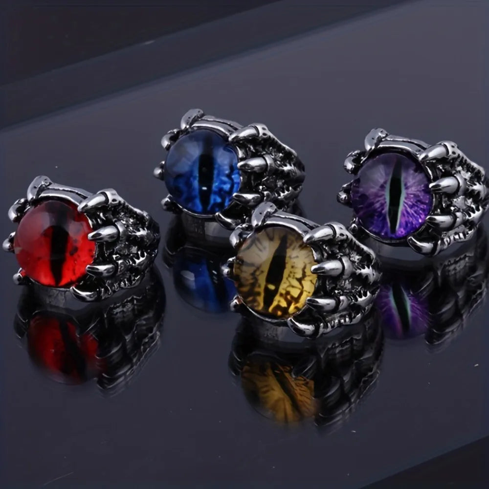 Retro Personality Evil Eye Dragon Claw Wolf Claw Adjustable Opening Rings for Men Halloween Punk Dark Style Finger Jewelry Gifts