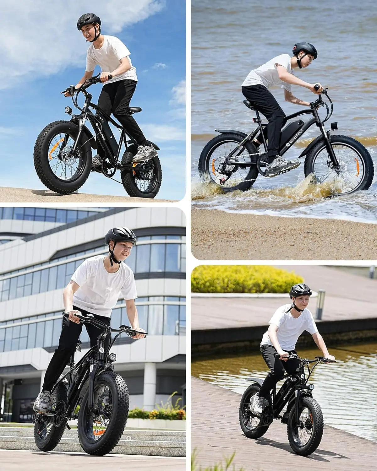 M10 Pro Electric Bike, 1000W Peak Motor, 22 MPH 20"x4" Fat Tire Ebike, USB Phone Charging Port, 10.4Ah Removable, Customized