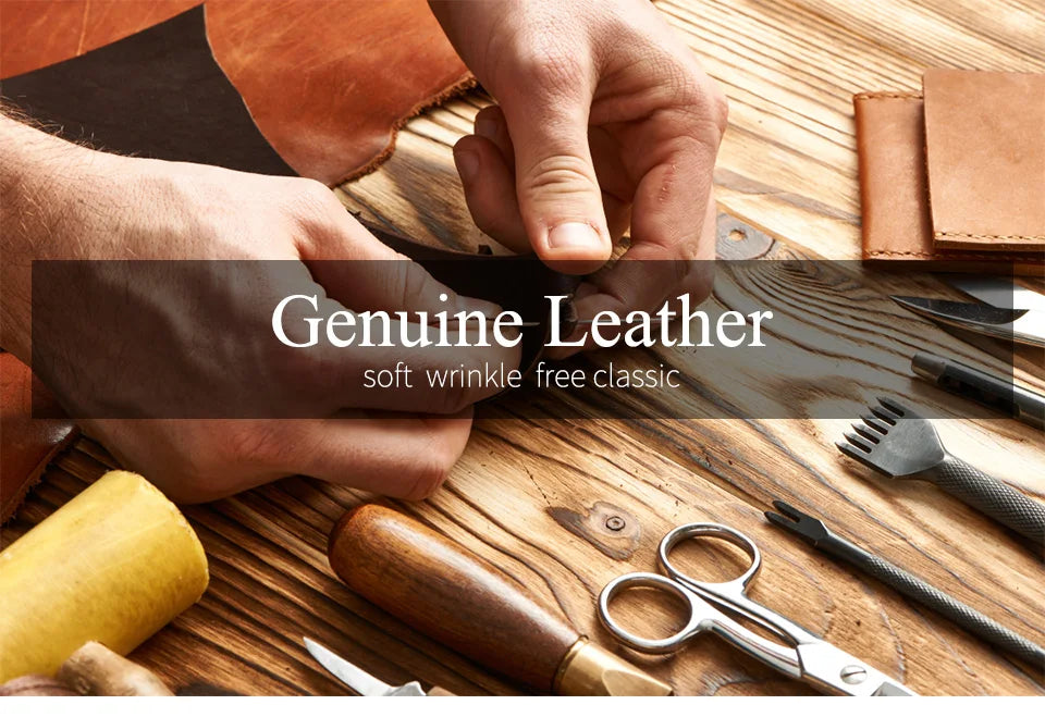 LAREET Fashion Genuine Leather Wallet With Cowhide For Men Money Card Holder Purse RFID Short Double Zipper Coin Pocket Bifold