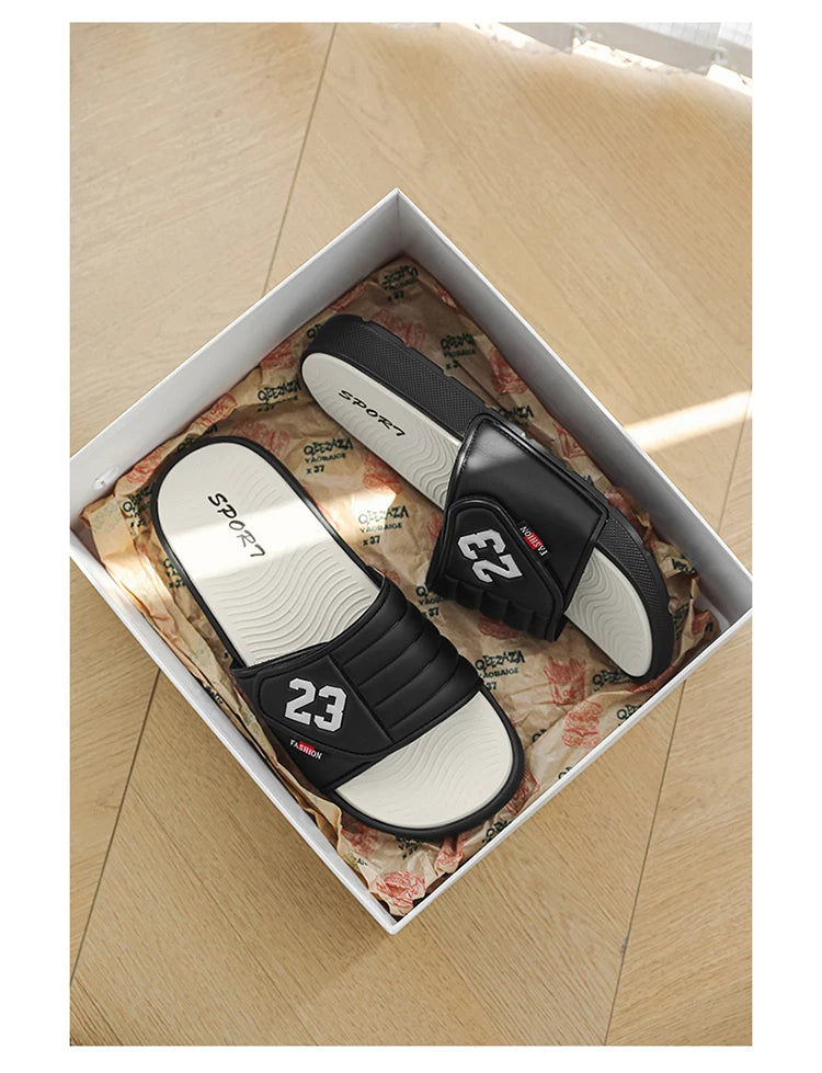 Men's fashion slippers comfortable flat home bathroom slippers soft-soled outdoor beach shoes plus size slippers men 39-47