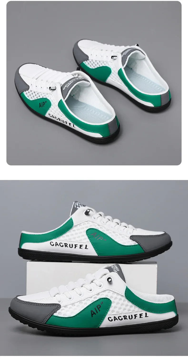 Men's Fashion Soft-soled Half Slippers Summer Trendy Bottom Casual Shoes Soft Sole Support Shoes Sneakers Half Drag Sandals