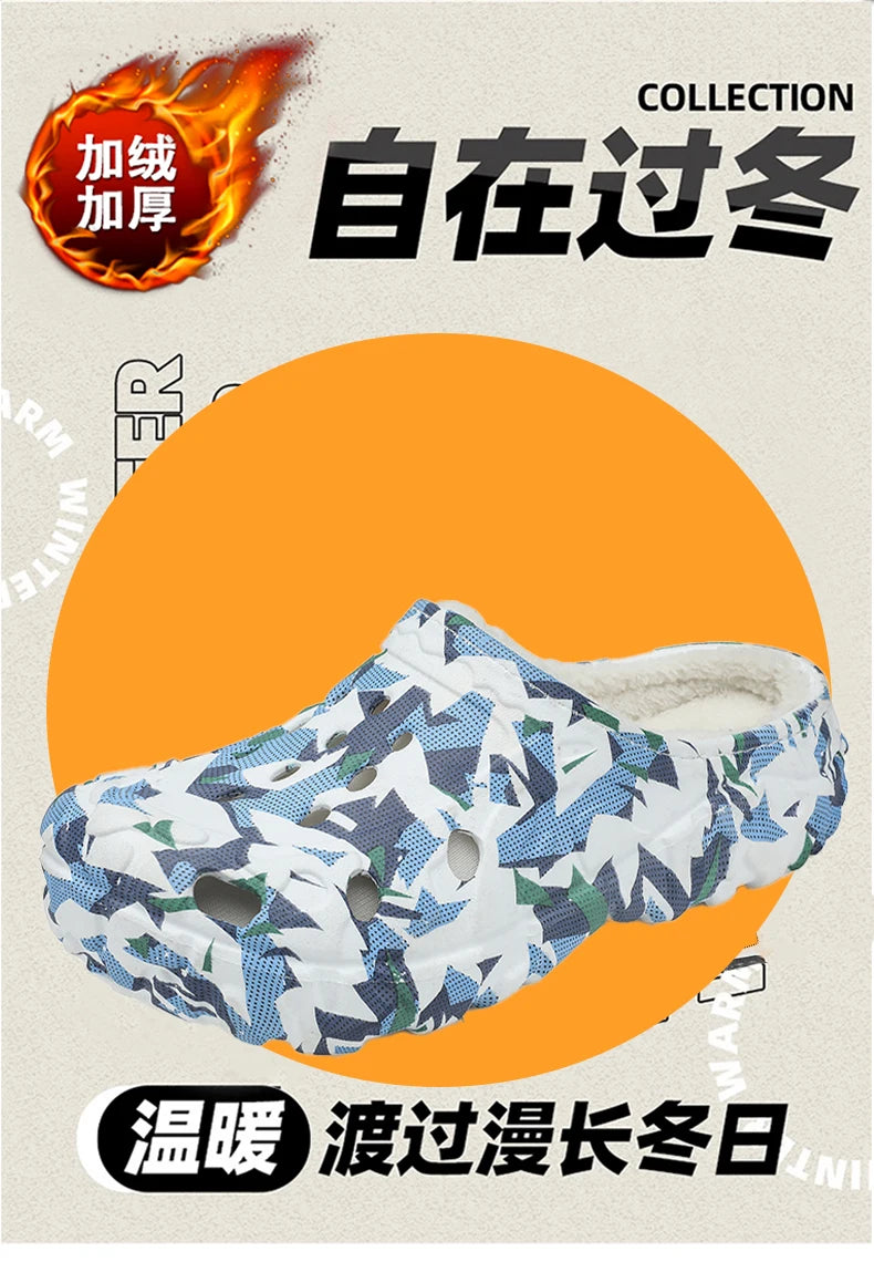 New Men Winter Slippers Indoor Comfortable Warm Slippers Summer Removable Sandals Men Casual Non Slip Plush Fur Slippers for Men