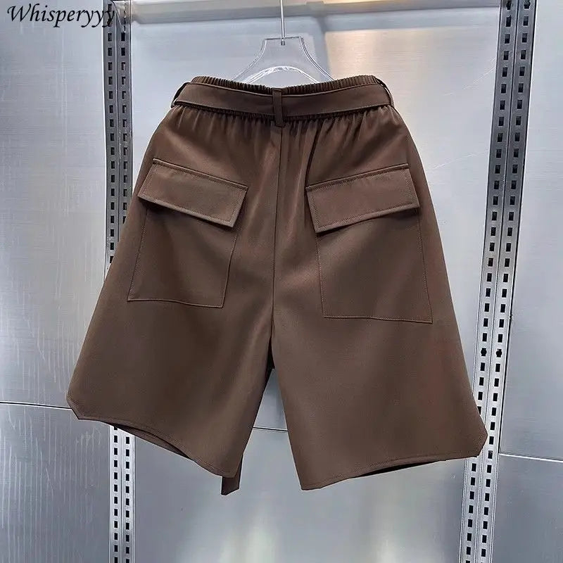 Summer New Shorts Men Thin Casual Loose Tooling Five-point Pants Solid Pocket Pantalones Cortos Hombre Elastic Waist Sweatpants