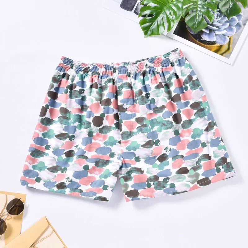 1PC 100% cotton men's underwear soft comfortable men's underwear men's shorts home loose elastic men's printed pants breathable