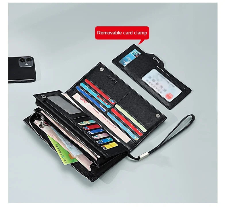 GOLF Long Wallet for Men Leather Male Clutch Bag Purse Wallet Wrist Bag Credit Card Organizer Hand Bags Money Clip Minimalist