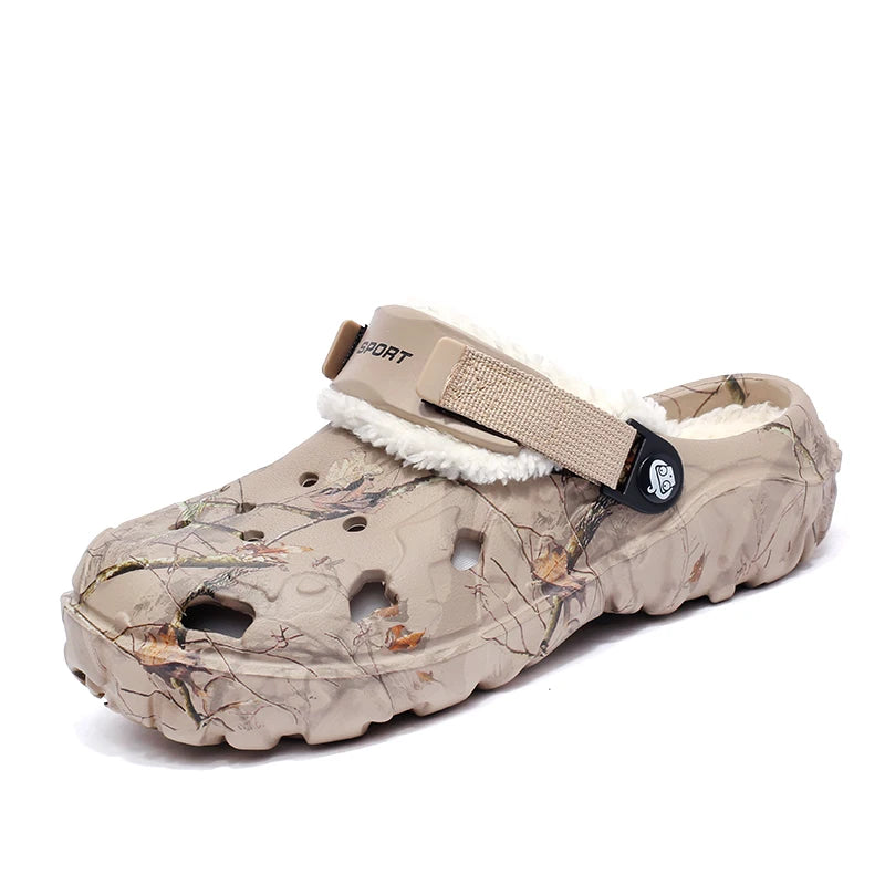 Waterproof cotton slippers for men winter 2024 new cashmere thickened warm waterproof non-slip indoor shoes