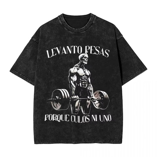 Men's T Shirt Calacas Chidas Gym Washed T-Shirts Trendy Cool Todo Sea Por Las Senoras Summer Tees Aesthetic Simple Casual Tops