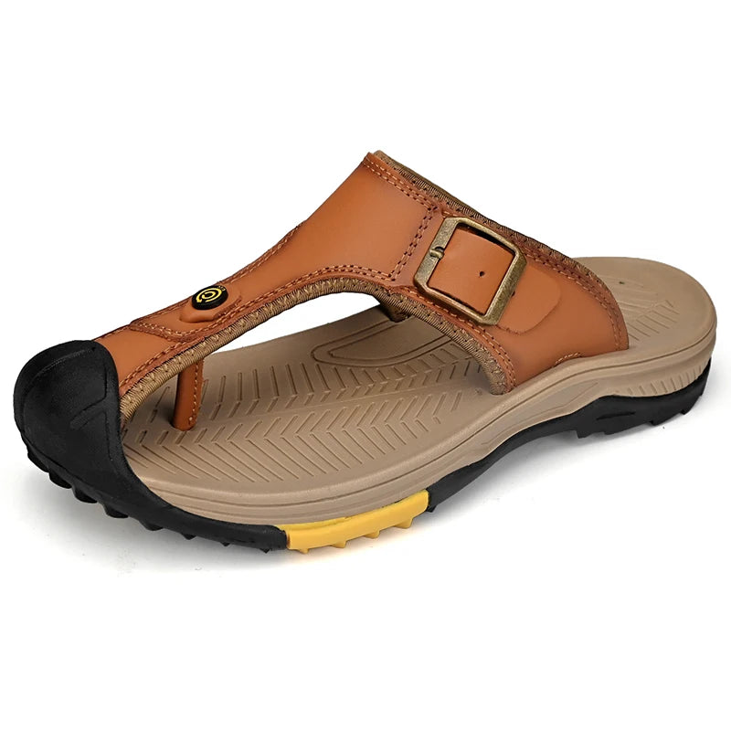 Genuine Leather Sandals Men Breathable Summer Shoes Man Waterproof Outdoor Men Sandals Antiskid Beach Sandals Footwear