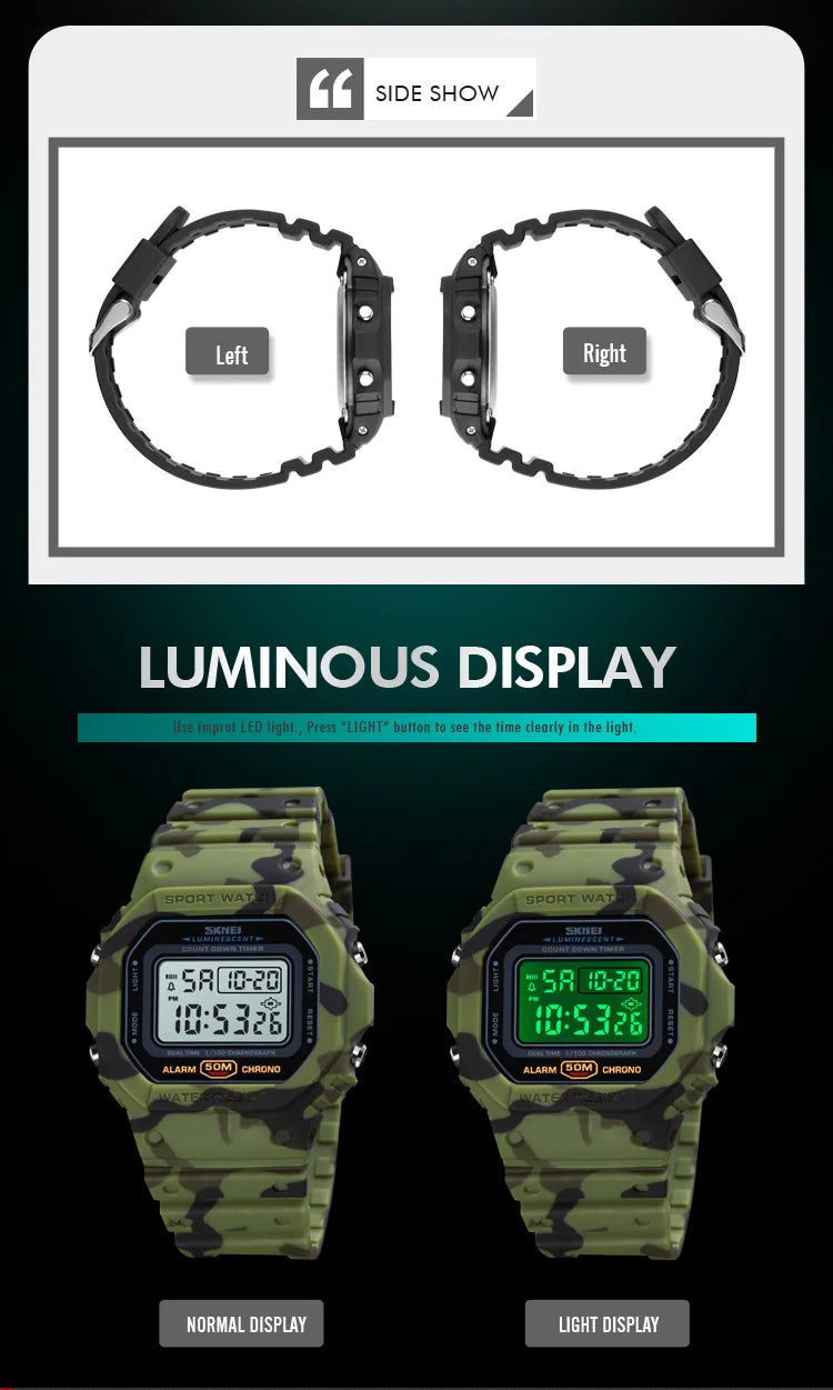 SKMEI 1628 Outdoor Military Digital Men Watches Retro Sport Waterproof Mens Electronic Male Wristwatches Clock 1988 reloj hombre