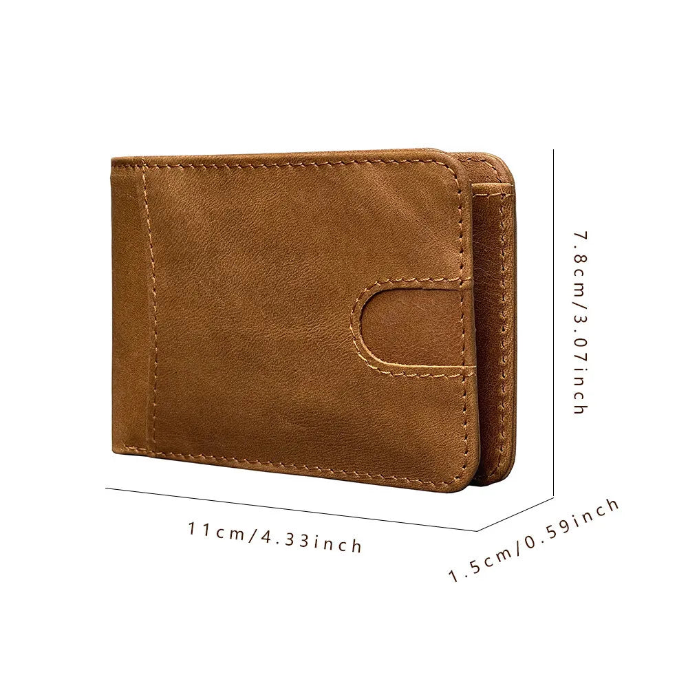Durable Real Leather Wallets for Men Short Retro Rfid Small Purse Card Holder Simple Bifold Wallet Multiple Colors
