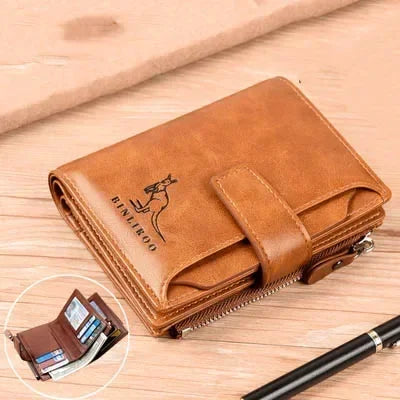 Leather Men’s Wallet Luxury Mens Purse Male Zipper Card Holders with Coin Pocket Rfid Wallets Gifts for Men Money Bag