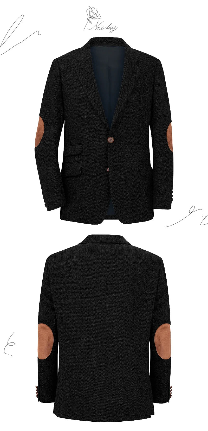 Men's Blazer Herringbone Single Breasted Casual Elegant Man Suit Jackets Coat Men's Stage Clothing Clothing-for-men Male Clothes