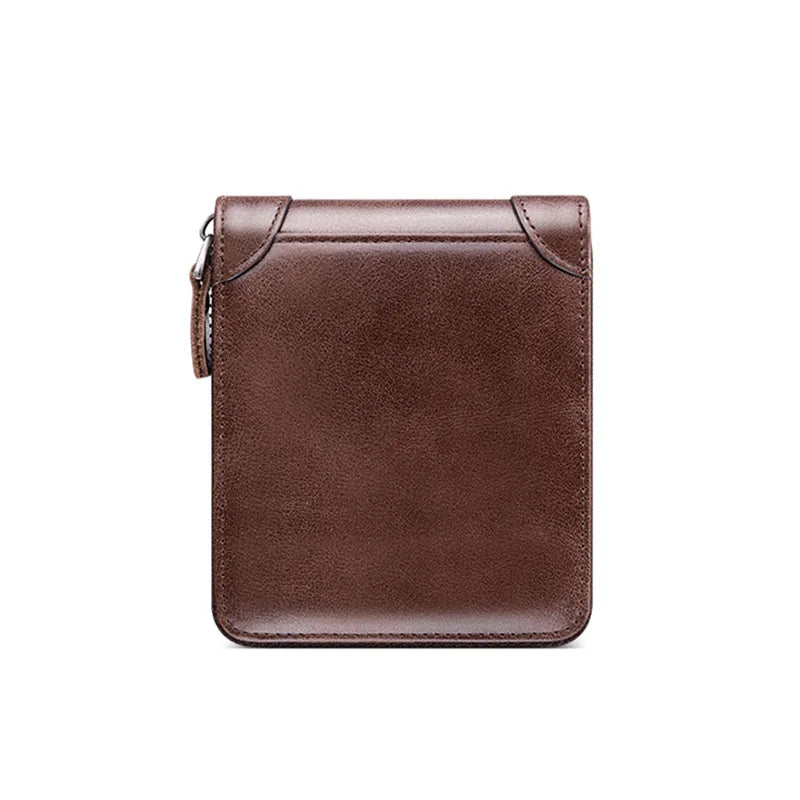 Fashion Genuine Leather Wallet For Men Zipper Complete Closure Wallet Driving License Credit Card Holder Coin Bag Men's Wallet