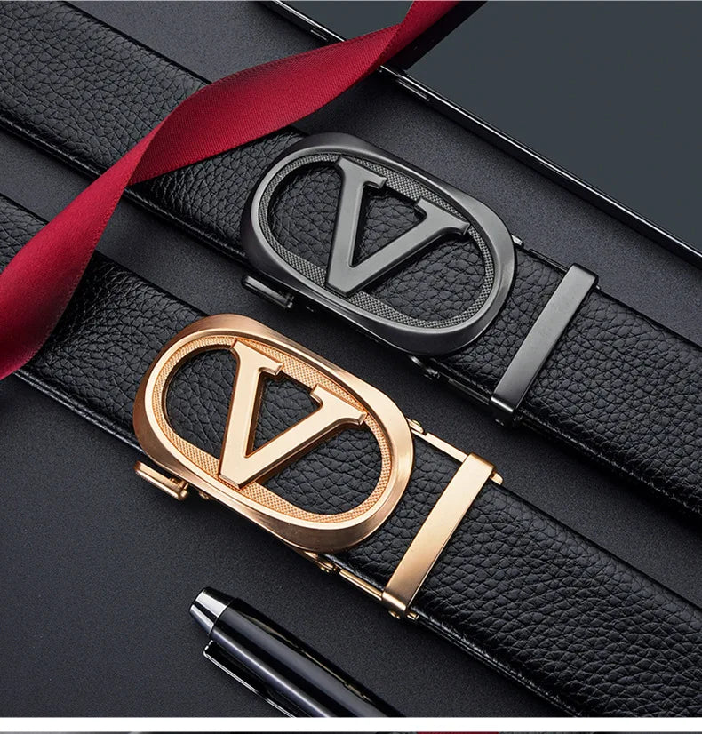 Belt, Men's Fashion, Student Automatic Buckle Leather Belt, Men's Business Casual Versatile Men's Pants Belt