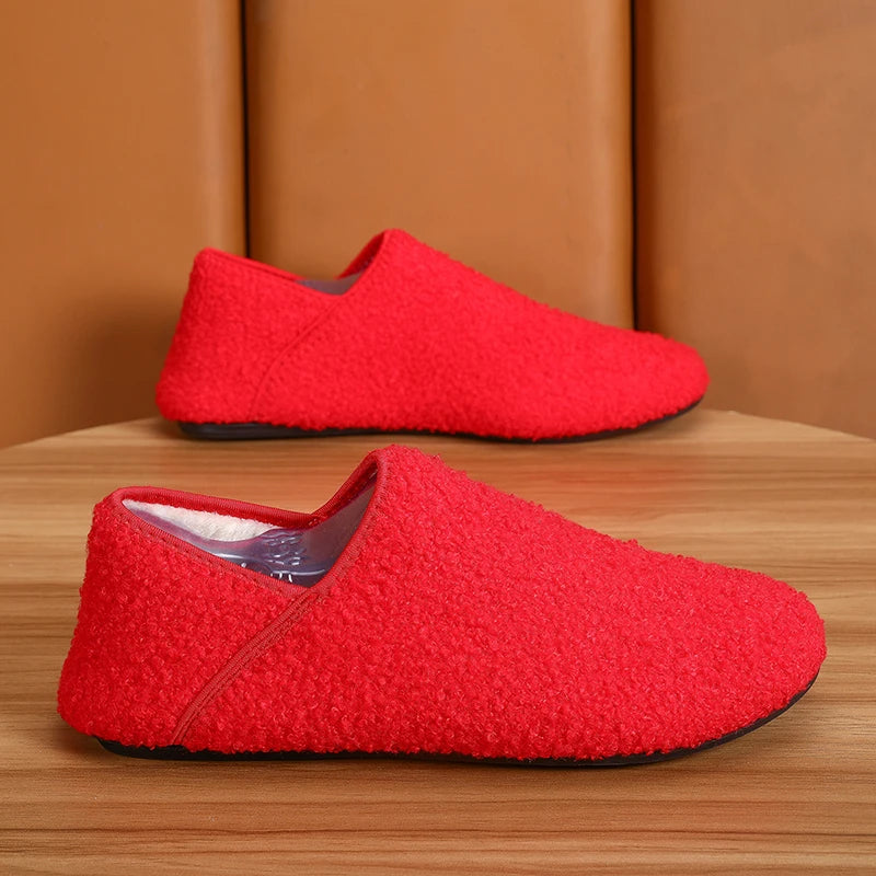 Men Winter Slippers Women Warm Shoes Soft Plush Flats Casual Shoes Male Loafers Lightweight Home Walking Couples Shoes Footwear