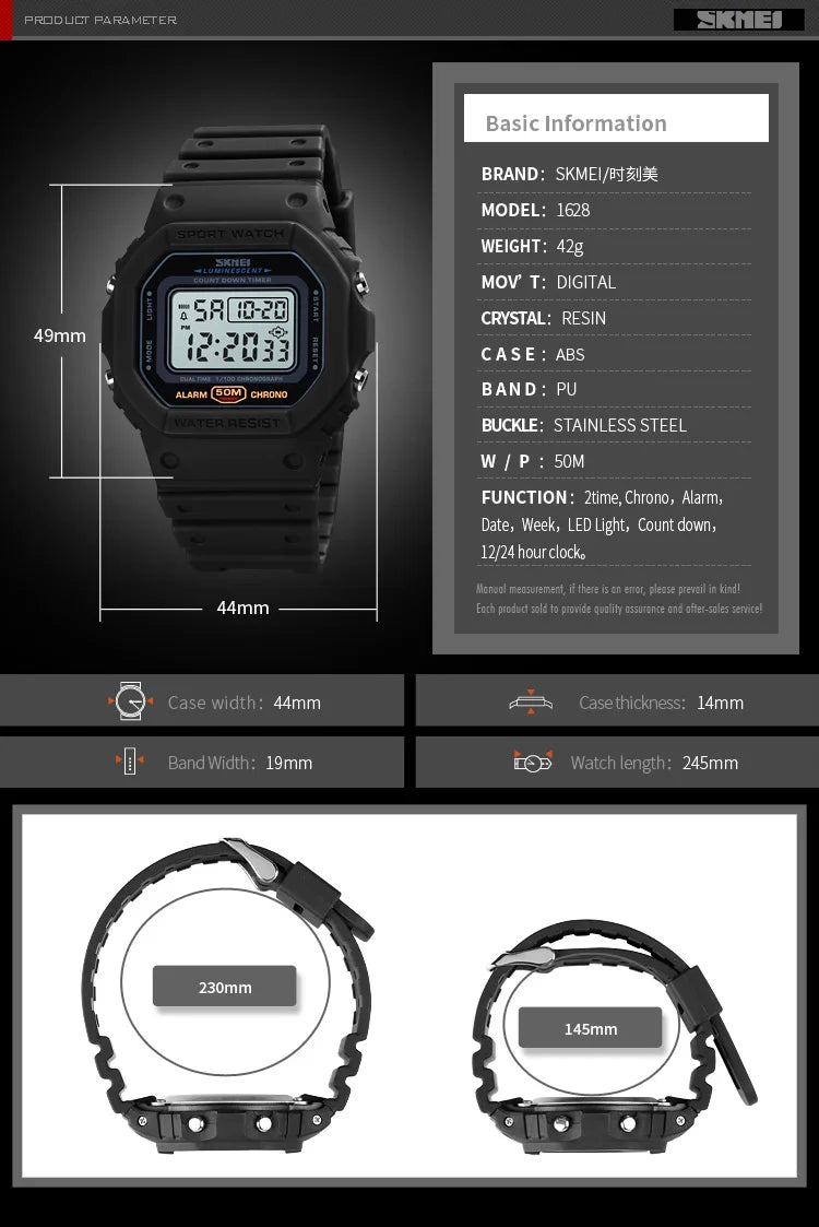 SKMEI 1628 Outdoor Military Digital Men Watches Retro Sport Waterproof Mens Electronic Male Wristwatches Clock 1988 reloj hombre