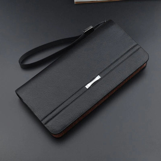 Men's Leather Long Wallet - Business Clutch with Phone Slot & Card Holder, Large Capacity Gift for Dad/Husband/Boyfriend