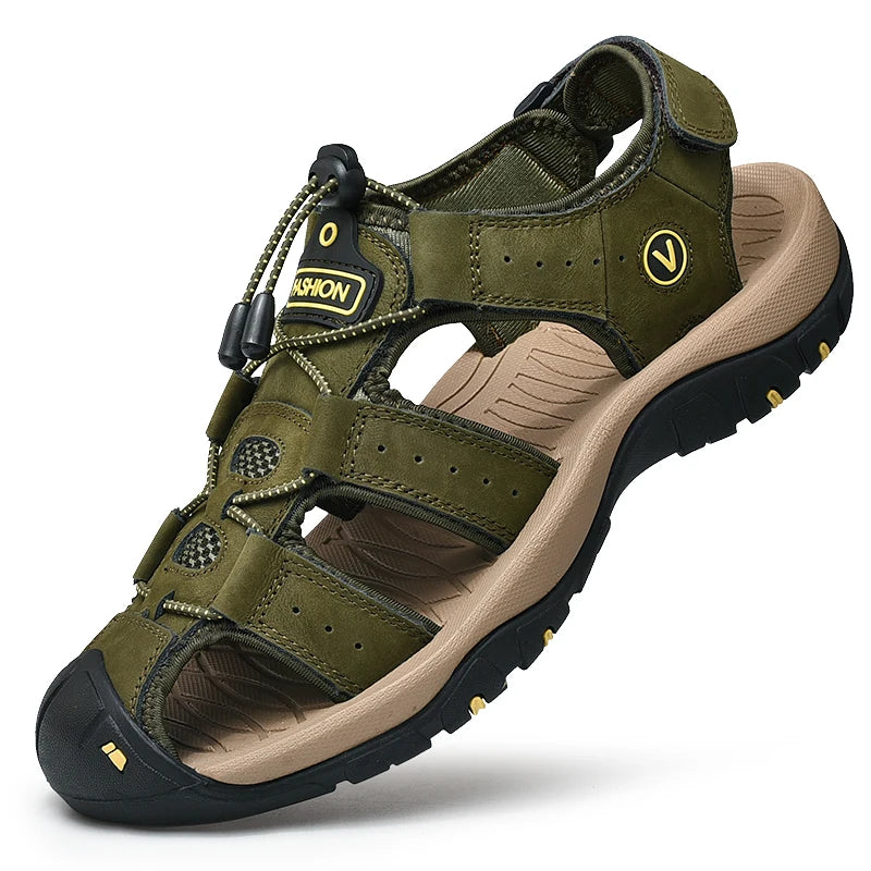 Men's Sandals Leather Casual Shoes for Men Outdoor Leather Sandals for Men Men's Beach Shoes Roman Sandals Large Sizes