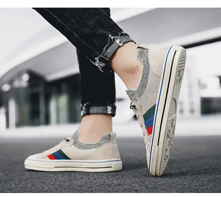 New Style Casual Shoes for Men Sneakers Lazy Slip on Man Shoes Breathable Summer Loafers Canvas Shoes for Men Mesh Sneakers