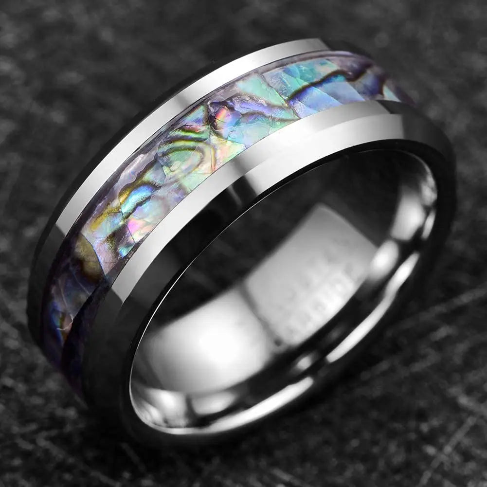 Fashion Viking Tree Of Life Stainless Steel Abalone Shell Rings For Men Odin Norse Viking Rune Rings Retro Amulet Jewelry Gift