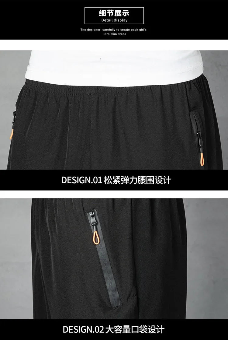 Men's Shorts Summer Thin Soft Cropped Pants Sports Casual Straight Shorts Oversize Sweatpants Quick Drying Jogger