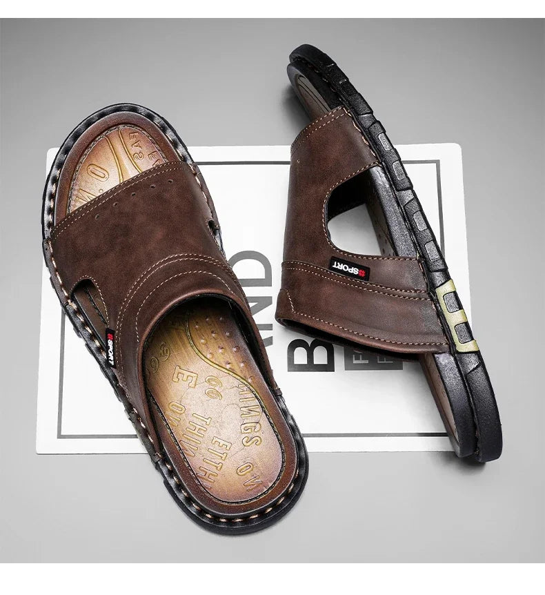 2025 Mens Slippers Summer Casual Shoes Beach Sandals Outdoor Slides Walking Comfort Leather Luxury Designer Fashion Lightweight