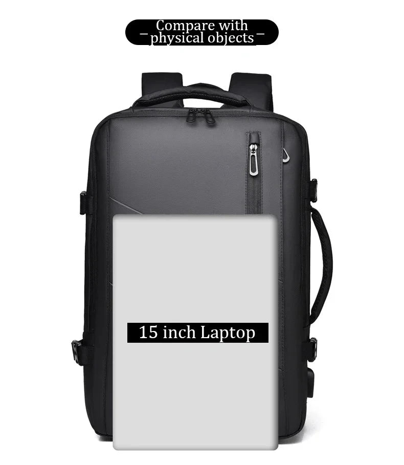Large Capacity Men's Backpack Expandable Business Travel Bag 15.6 inch Laptop Waterproof Backpack USB Charging Camping Baggage