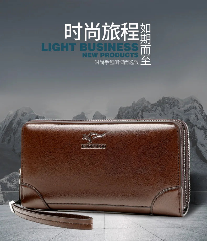 High Quality Pu Leather Wallet Men's Long Zipper Wallet for Men RFID Blocking Business Clutch Bag Credit Card Holder Man Purse