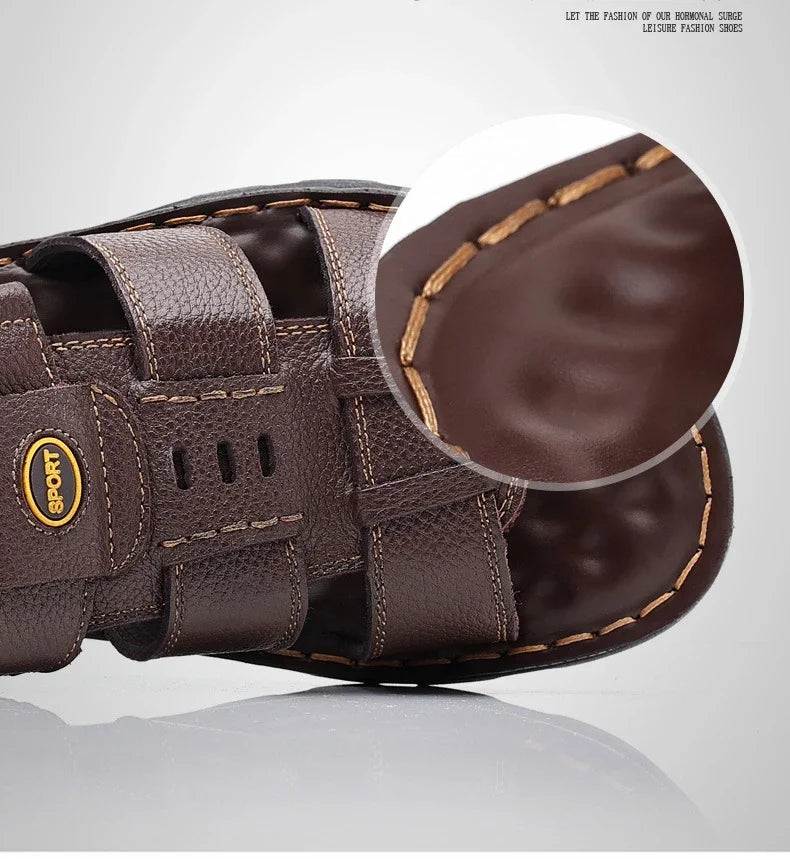 Genuine Leather Men Sandals High Quality Causal Shoes for Men Outdoor Non-slip Beach Shoes Fashion Designer Cowhide Men Slippers
