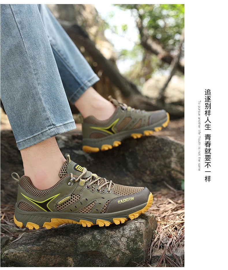 2025 Hiking Shoes for Men Non-slip Trekking Sneaker Spring Summer Breathable Rock Climbing Shoes Men Sport Outdoor Sneakers Man