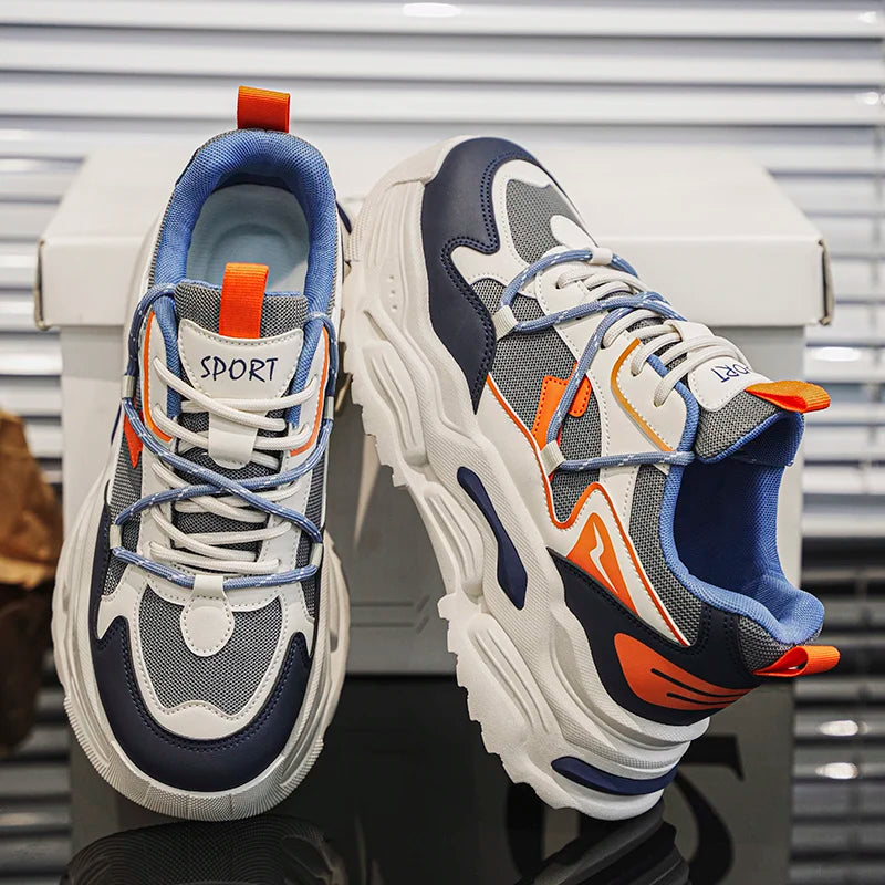 Men Sneakers 2025 Autumn New Mesh Breathable Running Sport Shoes Light Soft Thick Sole Hole Man Casual Shoes Athletic Sneakers