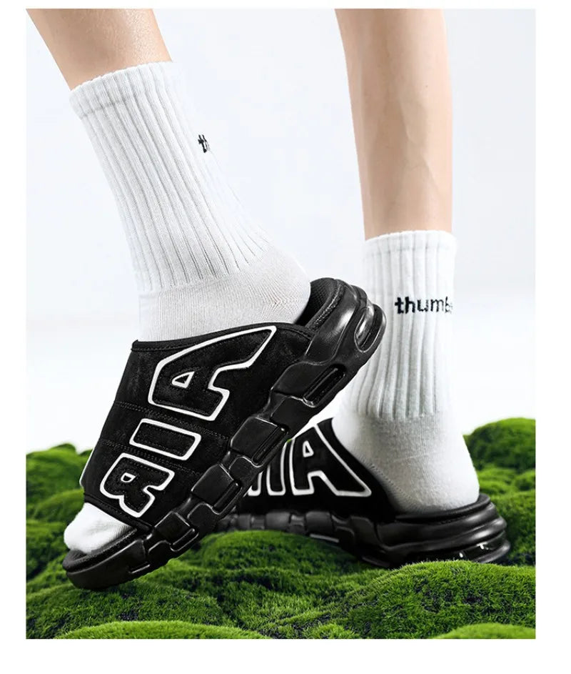 Men's Slippers 2025 Summer New Casual Slippers Fashion Air Cushion Sports Slippers for Men Non Slip Beach Shoes Designer Slides