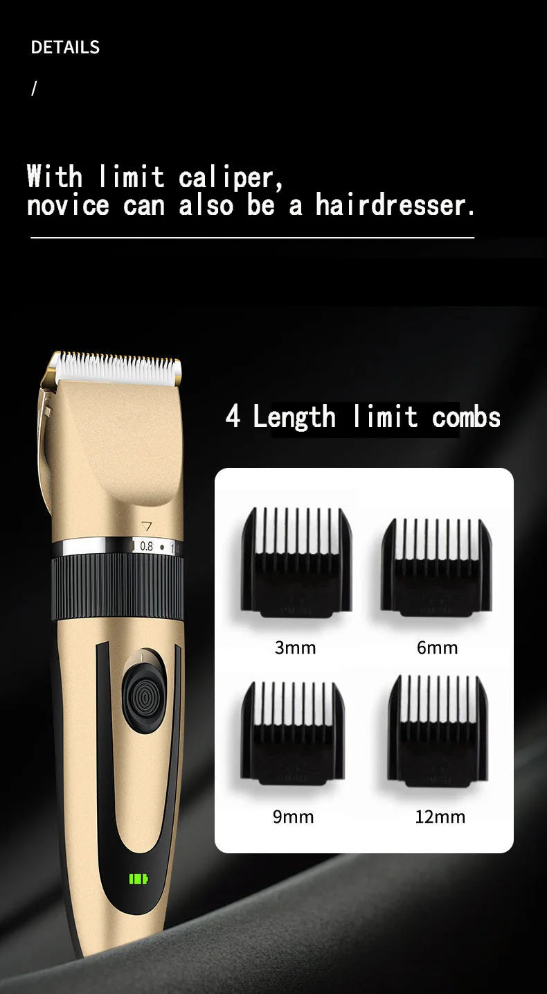 Rechargeable Electric Hair Clipper and Shaver for Men, Adjustable Beard Blade Razor, Pet Clipper