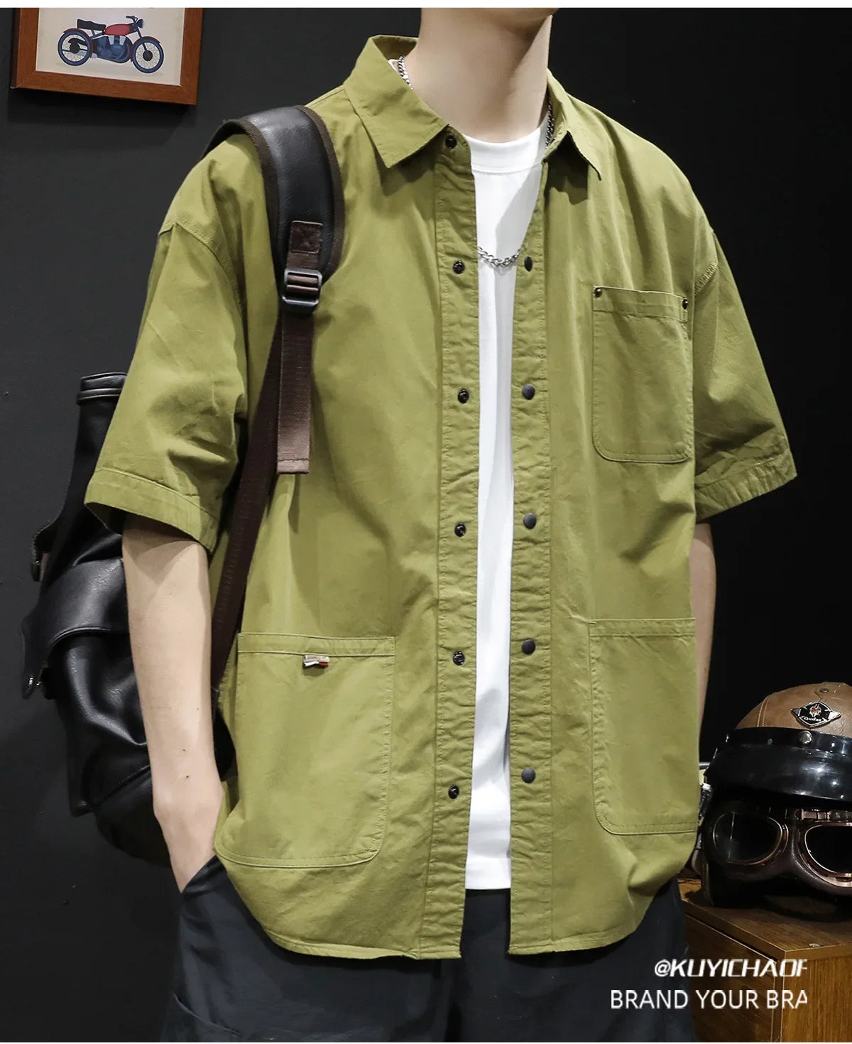 T-shirt Short-sleeved Shirt Men's Trendy Brand Trendy Shirt Summer Casual Work Clothes Loose Summer Trendy