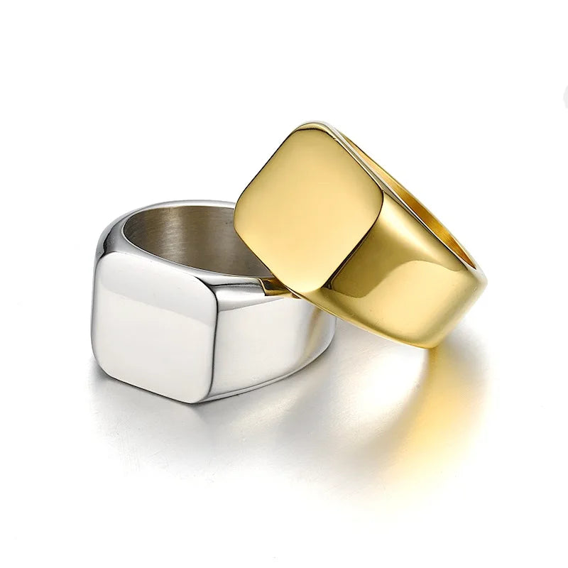 Maxmoon Men's Ring Punk Rock Smooth 316L Stainless Steel Signet Ring For Men Hip Hop Party Jewelry Wholesale Male Wedding Anel