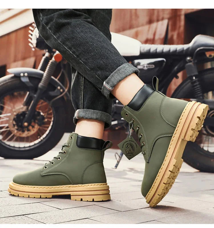 Men's Footwear Resistant Waterproof High-top Motorcycle Boots Soft Bottom Work Clothes Anti-slip Yellow Boots Men Cowboy Boots