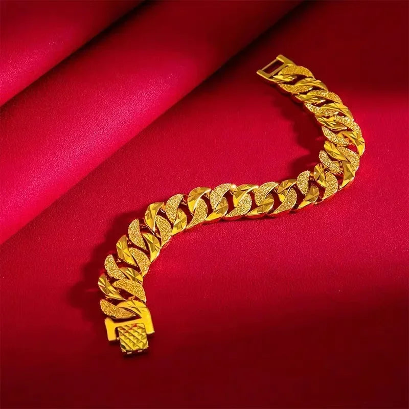 9999 24K real gold men's boss bracelet men's domineering gold bracelet