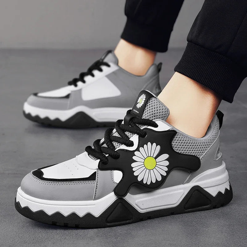 Sneakers Men Trendy Mixed Color Lace-up Thick-soled Casual Shoes Non-slip Shoe Round Toe Men Board Shoes Zapatillas Hombre