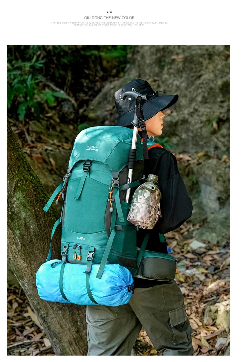 48L Camping Backpack Travel Bag For Men Large Capacity Outdoor Sport Trekking Hiking Mountaineering Shoulder Bag with Rain cover
