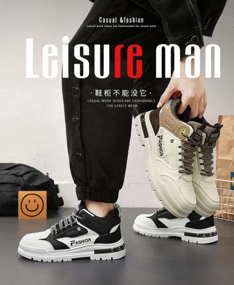 2025New Men High-top Casual Shoes Outdoor Comfort Sneakers Lightweight Man Running Sport Shoes Soft-soled Walking Zapatos Hombre