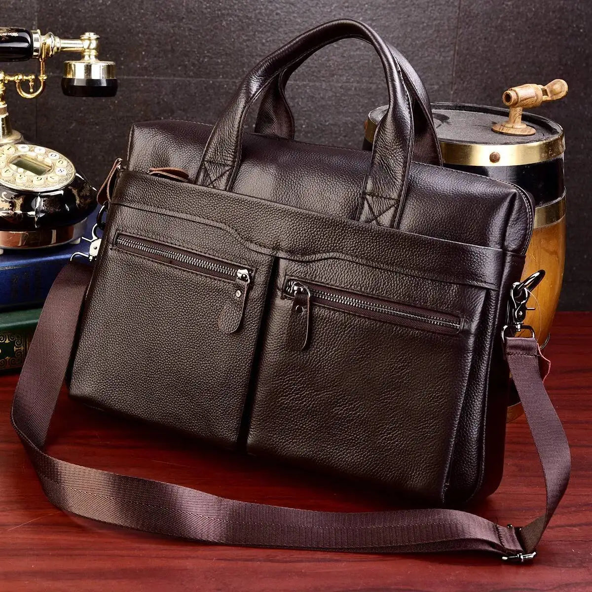 Business Laptop Bag Genuine Handbags Male Travel Briefcases Men High Quality Cowhide Leather Messenger Bags