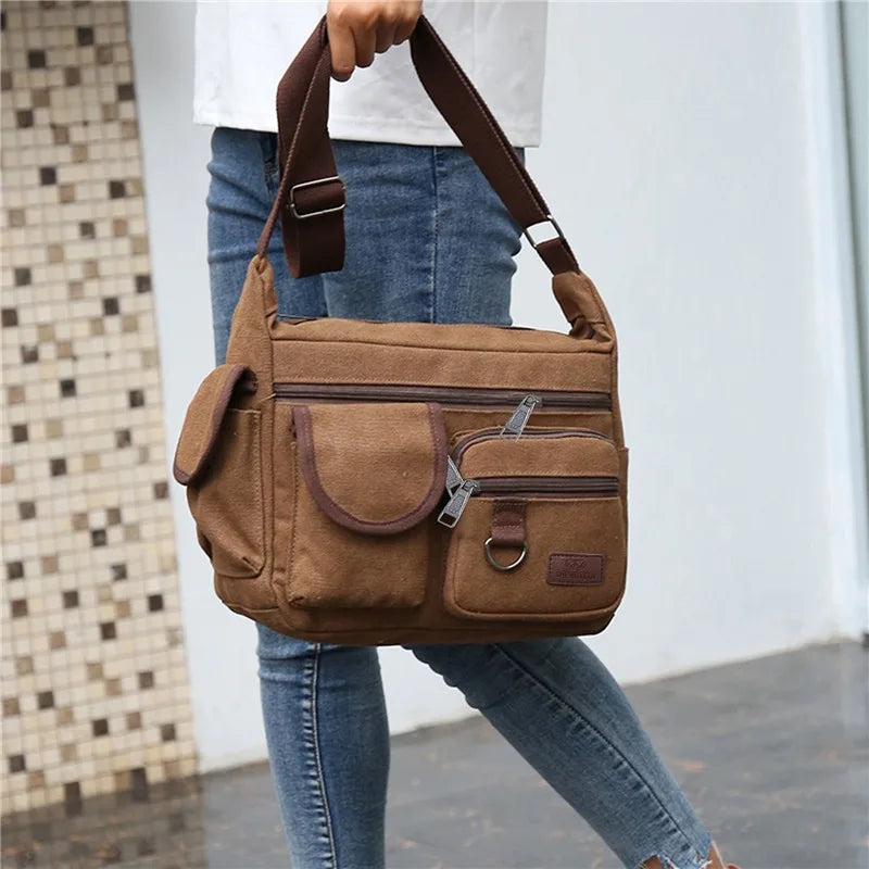 Men Canvas Shoulder Bags Casual Tote Travel Men's Crossbody Bag Luxury Messenger Bags Fashion High Quality Handbag