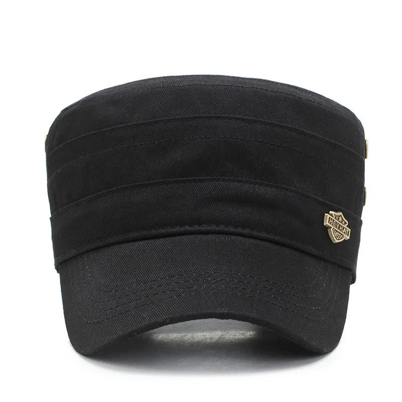 Men  Cap Summer Autumn Casual Cadet Hat Flat Top Caps Female Vintage Hats Bone Man Cap Fashion Shade Cotton Cap